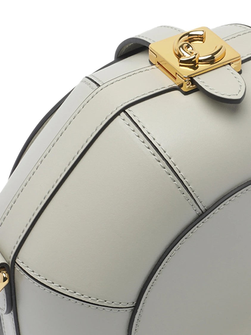 Coccinelle Sewing Box Oval Leather Shoulder Bag