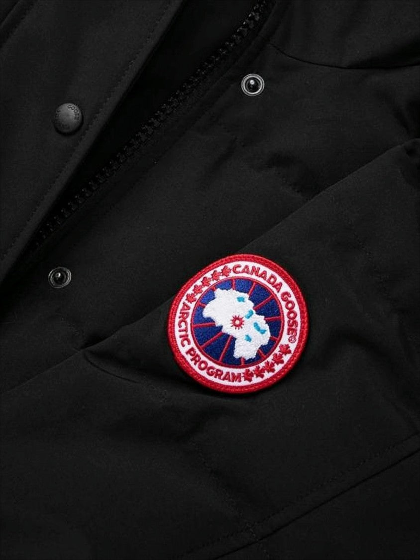 Canada Goose Mid-Length Padded Coat With Detachable Hood And Quilted Design