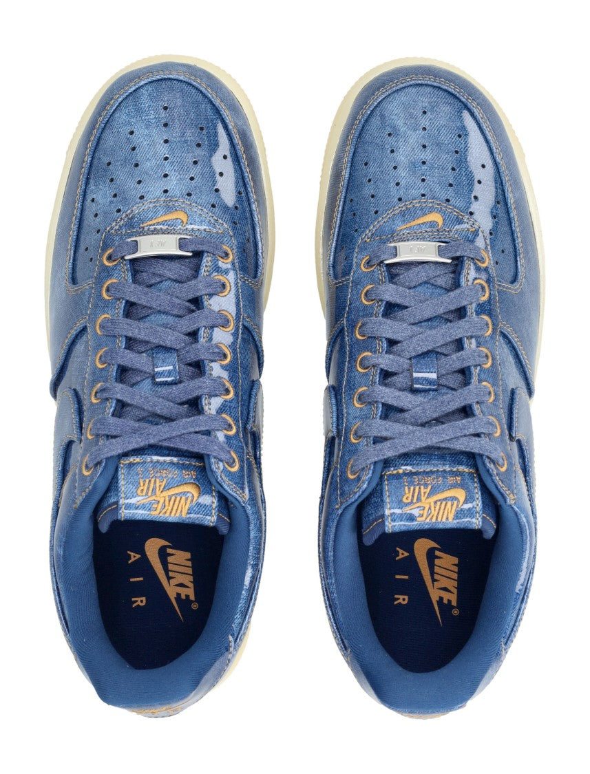 Nike Air Force One Glossy Coated Denim Low-Top Sneakers
