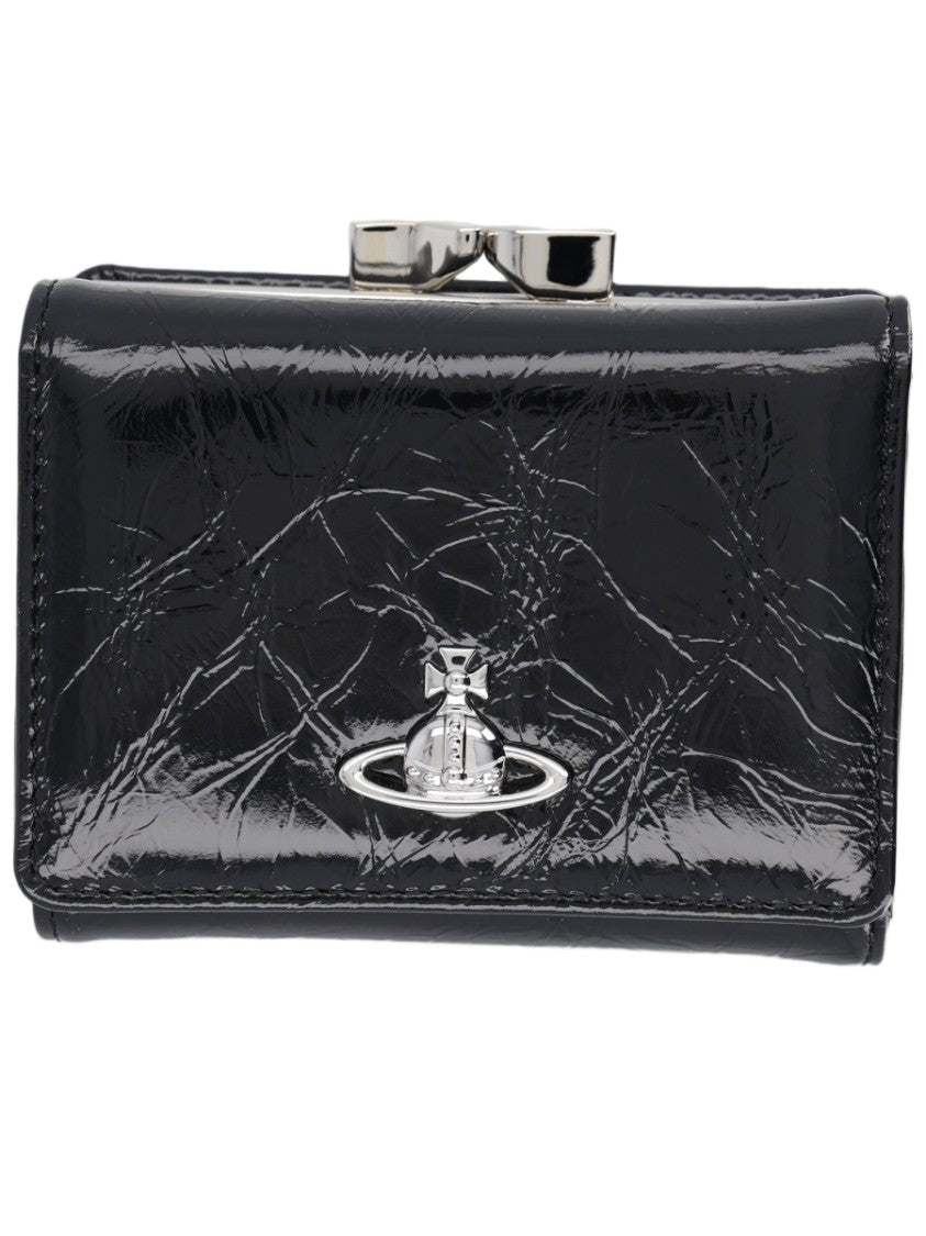 Vivienne Westwood Black Compact Calfskin Leather Wallet