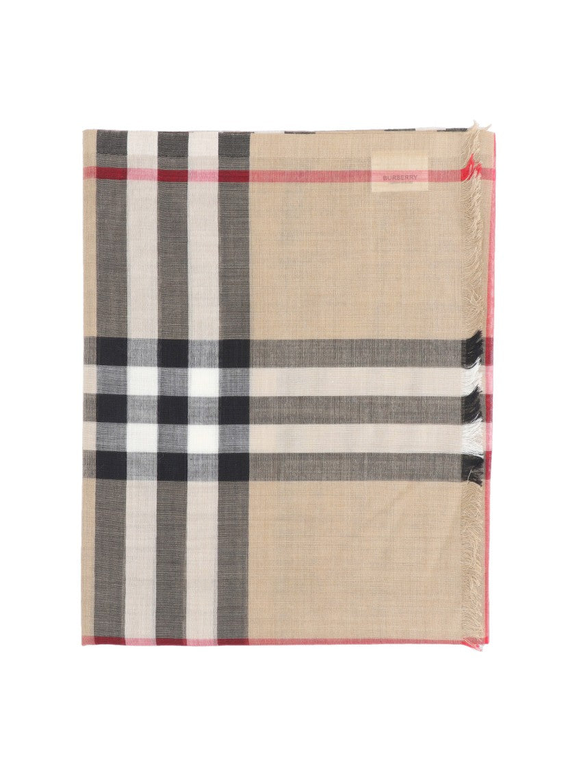 Burberry Beige Check Wool-Silk Scarf