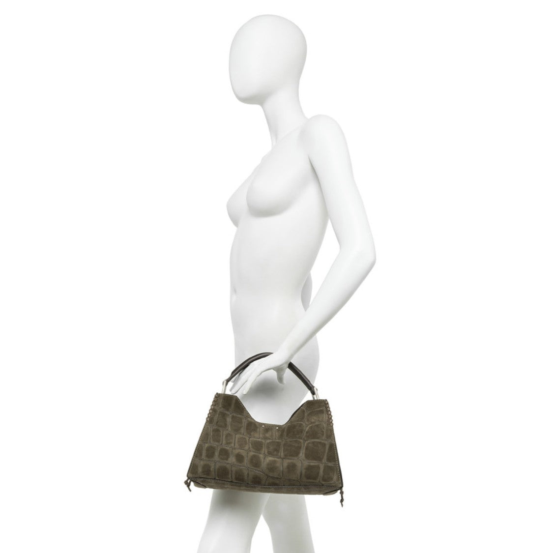 Gianni Chiarini Fawn Aurora Croc-Print Suede Bag