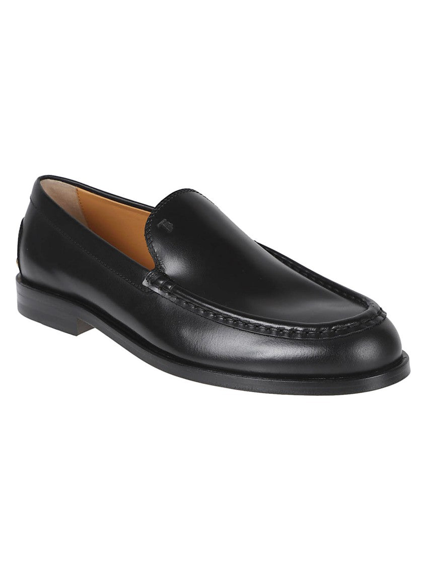 Tod's Black Calf Leather Metal Dots Loafers