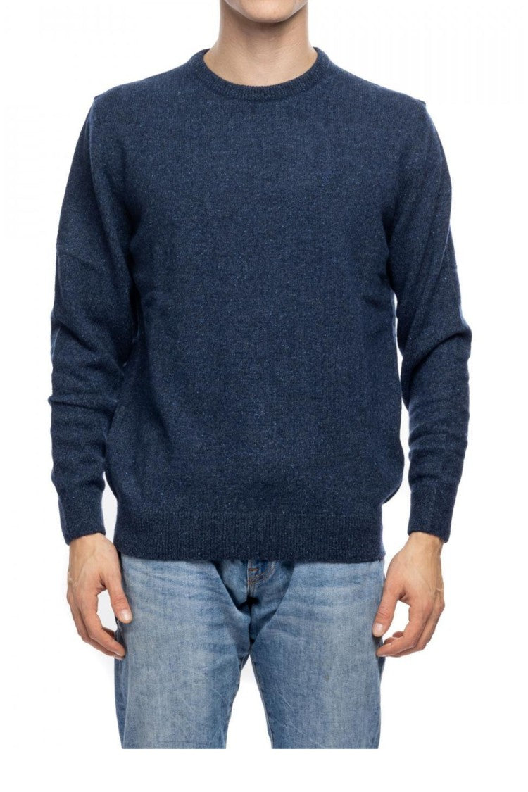 Barbour Ribbed Crew Neck Knit Sweater In Blue Blend