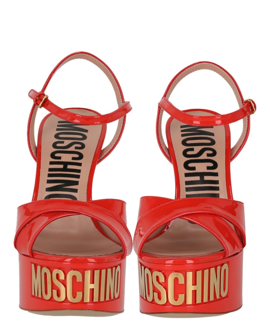 Moschino Logo Plaque Platform Heels