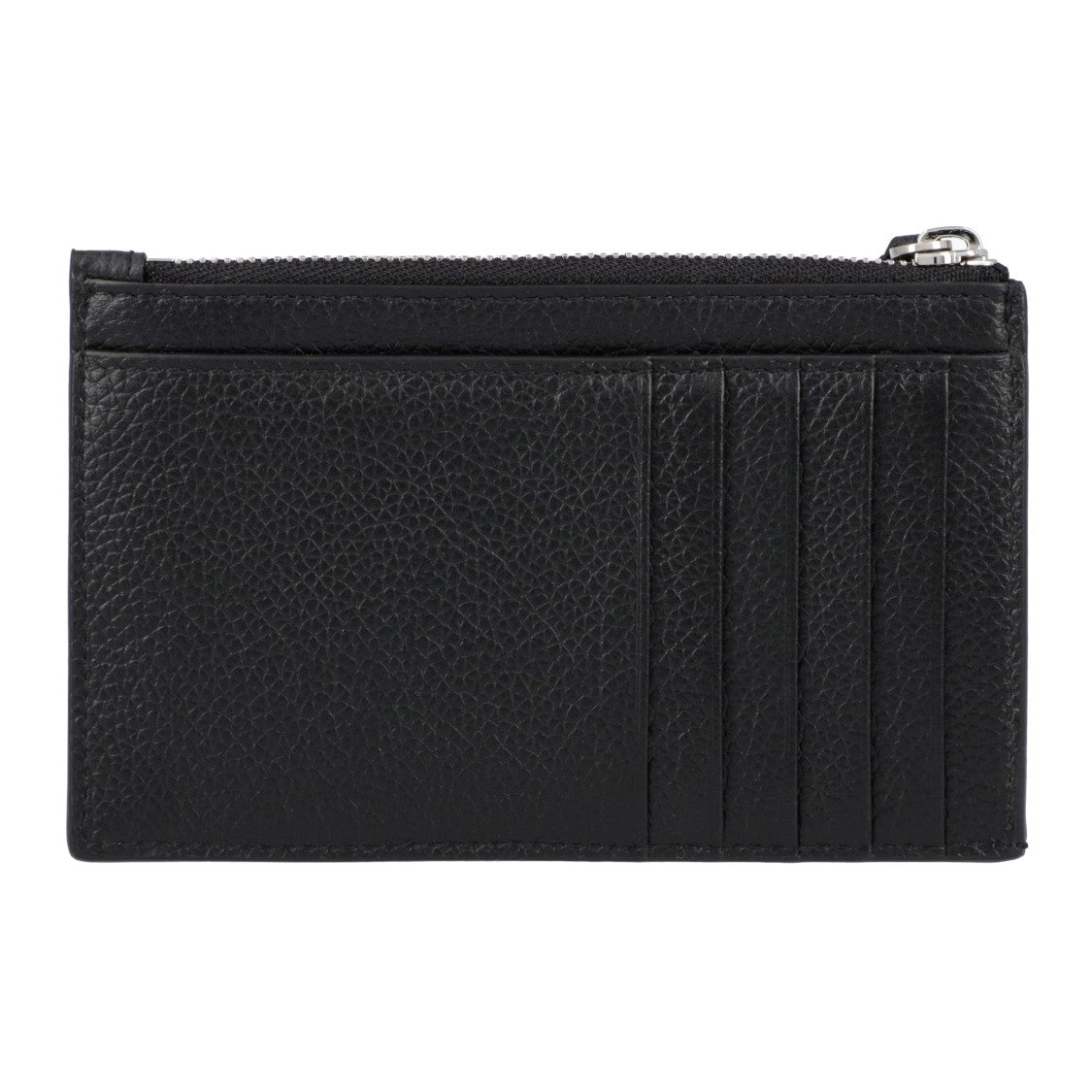 Balenciaga Leather Logo Zip Card Holder Black
