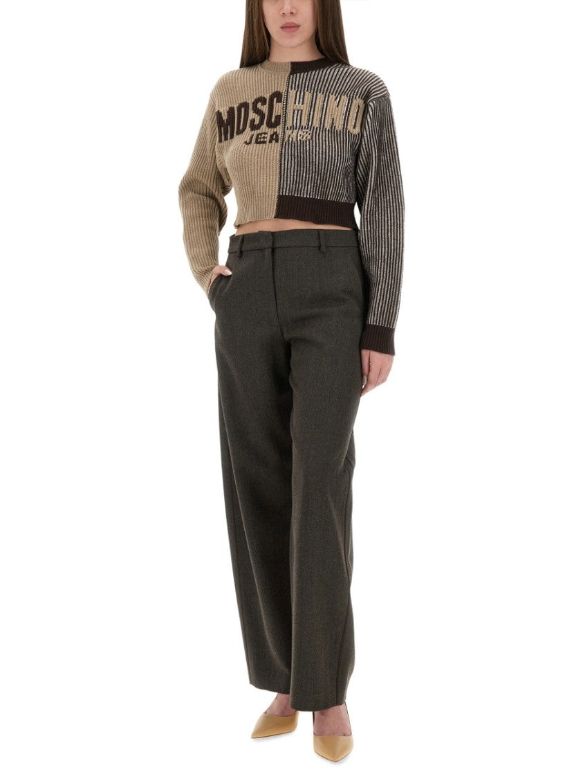 Moschino High-Waisted Wide Leg Pants With Tailored Silhouette