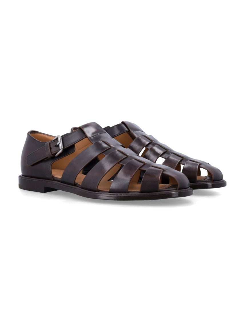 Church's Fisherman Leather Silver Buckle Cage Sandals
