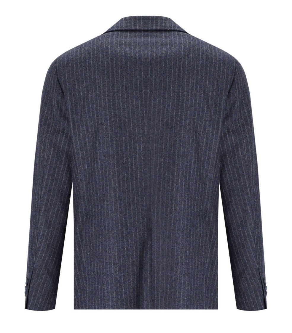 Manuel Ritz Blue Pinstripe Single-Breasted Jacket