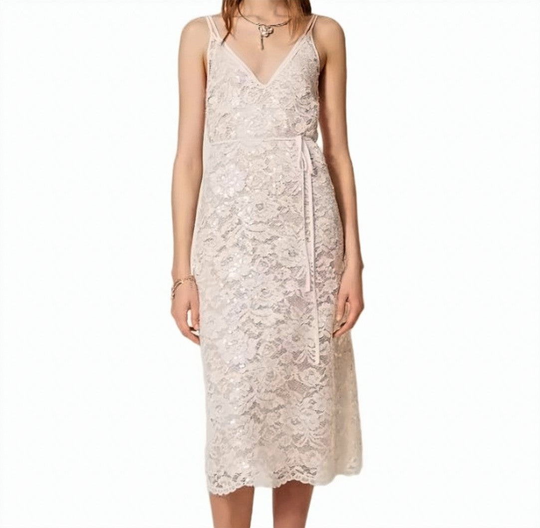 Twin-Set Lace Sequin Midi Slip Dress