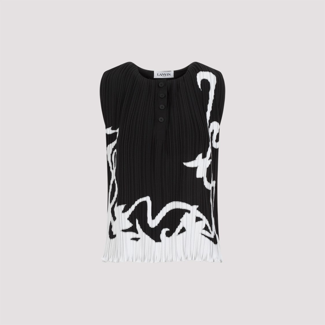 Lanvin Sleeveless Pleated Black Polyester Top