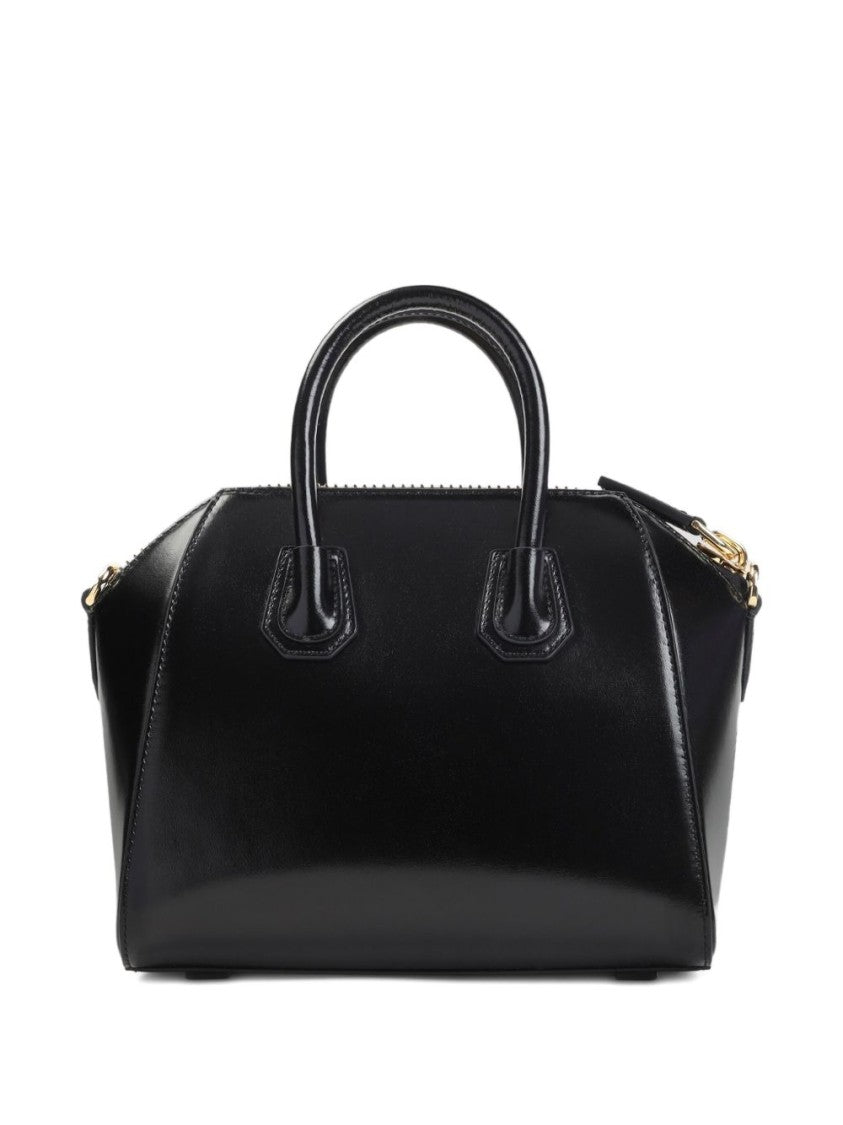 Givenchy Black Structured Polished Leather Shoulder Bag