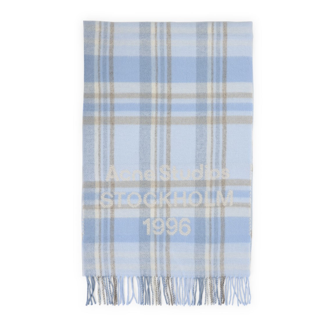 Acne Studios Rectangular Plaid Scarf With Fringed Edges