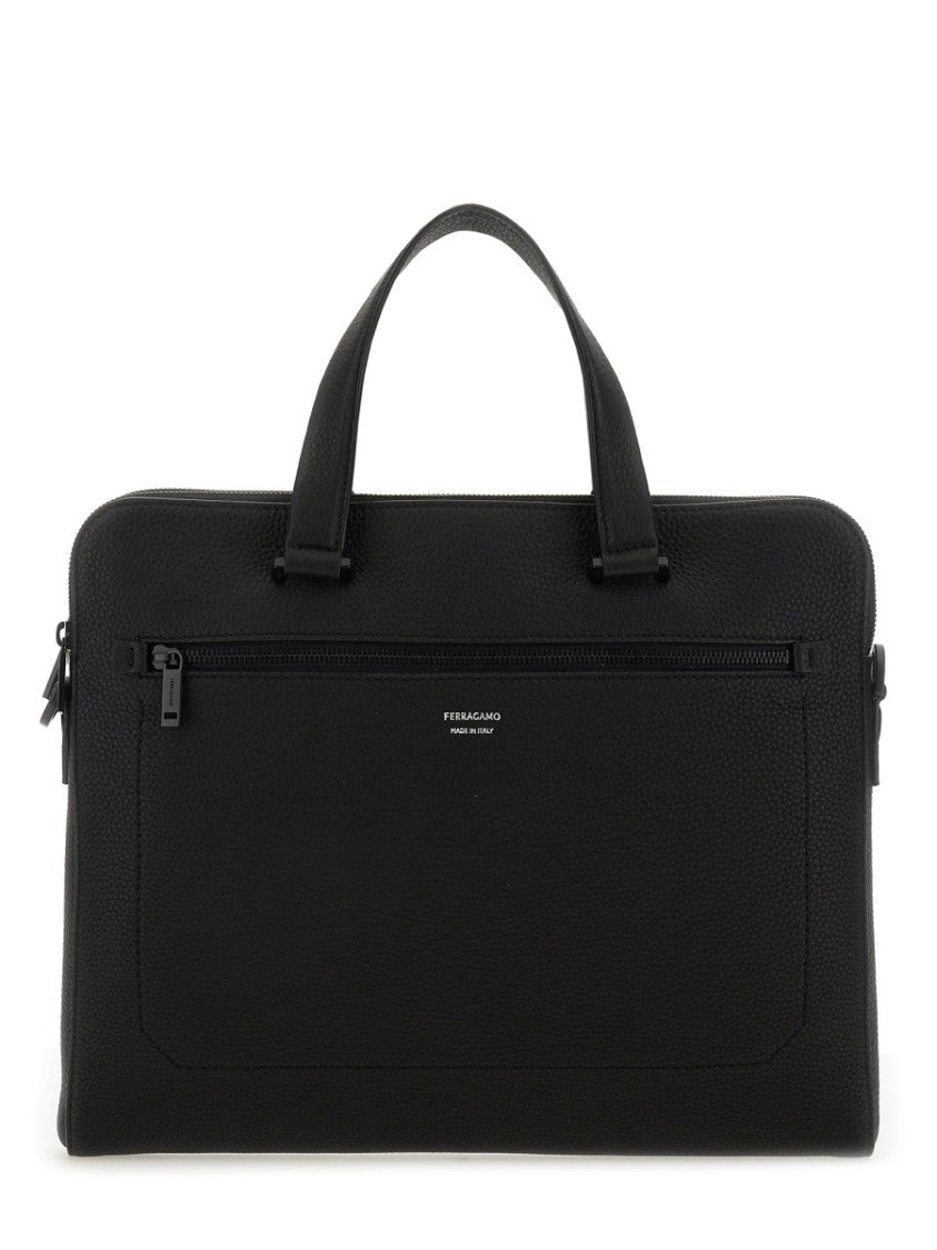 Ferragamo Structured Leather Business Bag