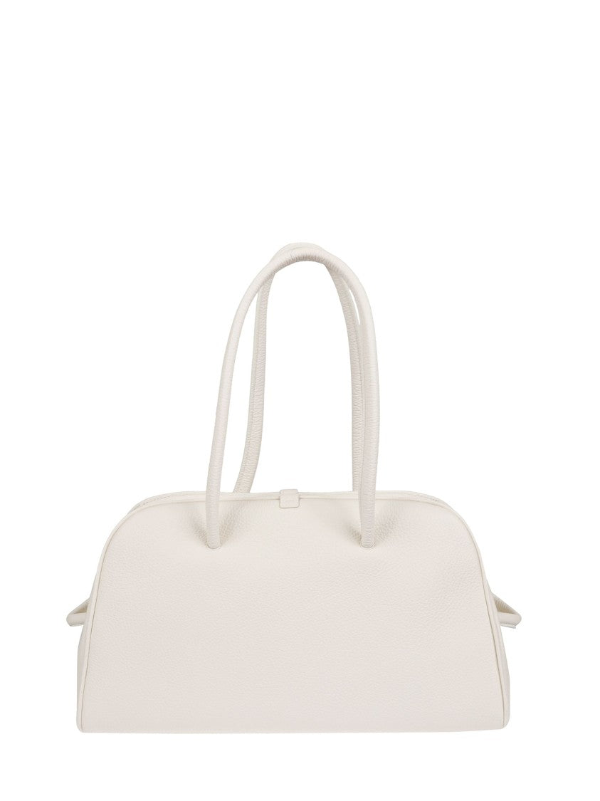 Jacquemus Ivory Hammered Leather Shoulder Bag