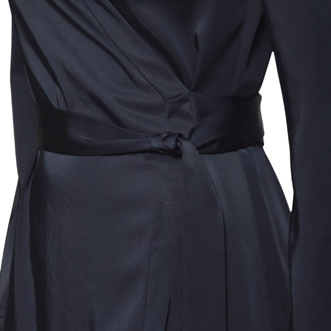 Aspesi Long Wrap Dress In Blue Satin