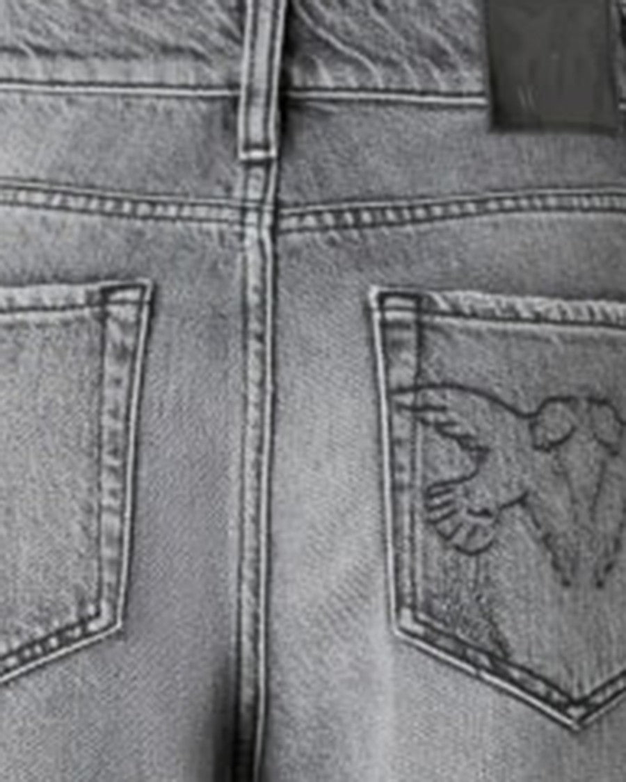 Pinko Balloon-Fit Dark Gray Jeans With Logo Accents