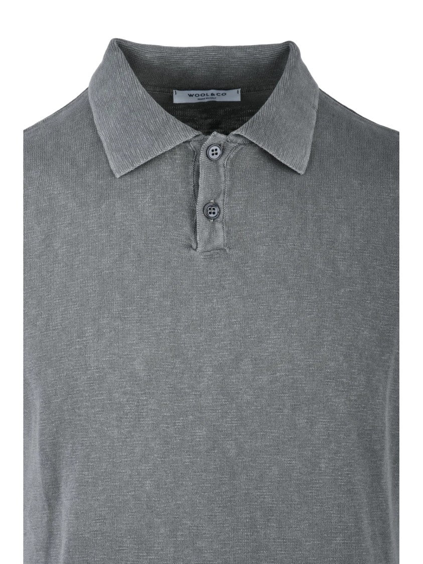 Wool & Co Grey Relaxed Pique Polo Shirt