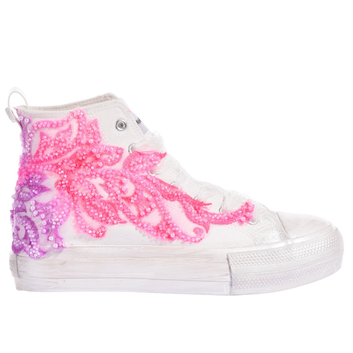Mimanera Pink Princess Handcrafted Lace Platform Sneakers