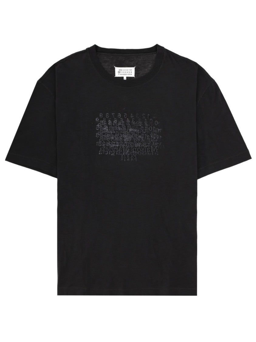 Maison Margiela Tonal Print Cotton Round Neck T-Shirt