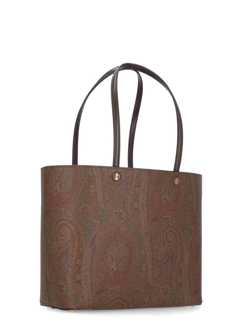 Etro Rectangular Cotton Shopping Bag With Contrasting Paisley Pattern