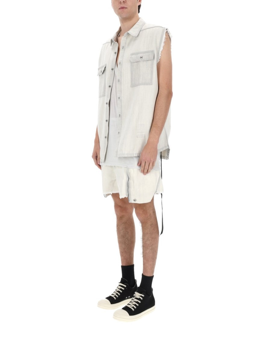 Drkshdw By Rick Owens Sl Tommy Sleeveless Frayed Jacket