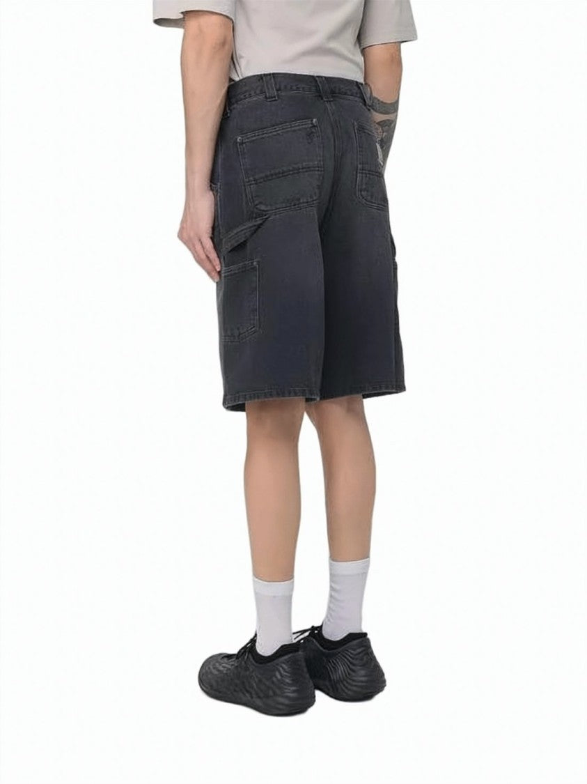 Carhartt Wip Black Denim Utility Shorts With Multi-Patch Pockets