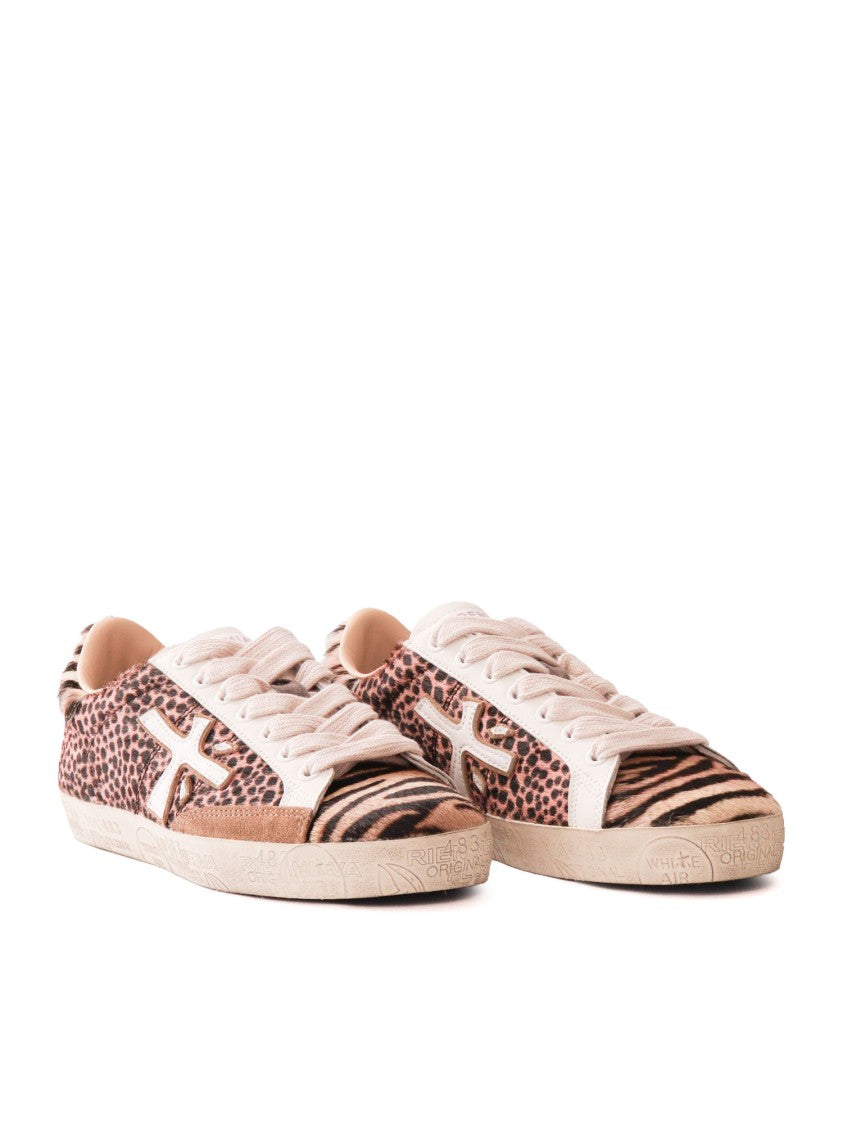 Premiata Textured Hairy Calf Leather Sneakers With Modern Silhouette