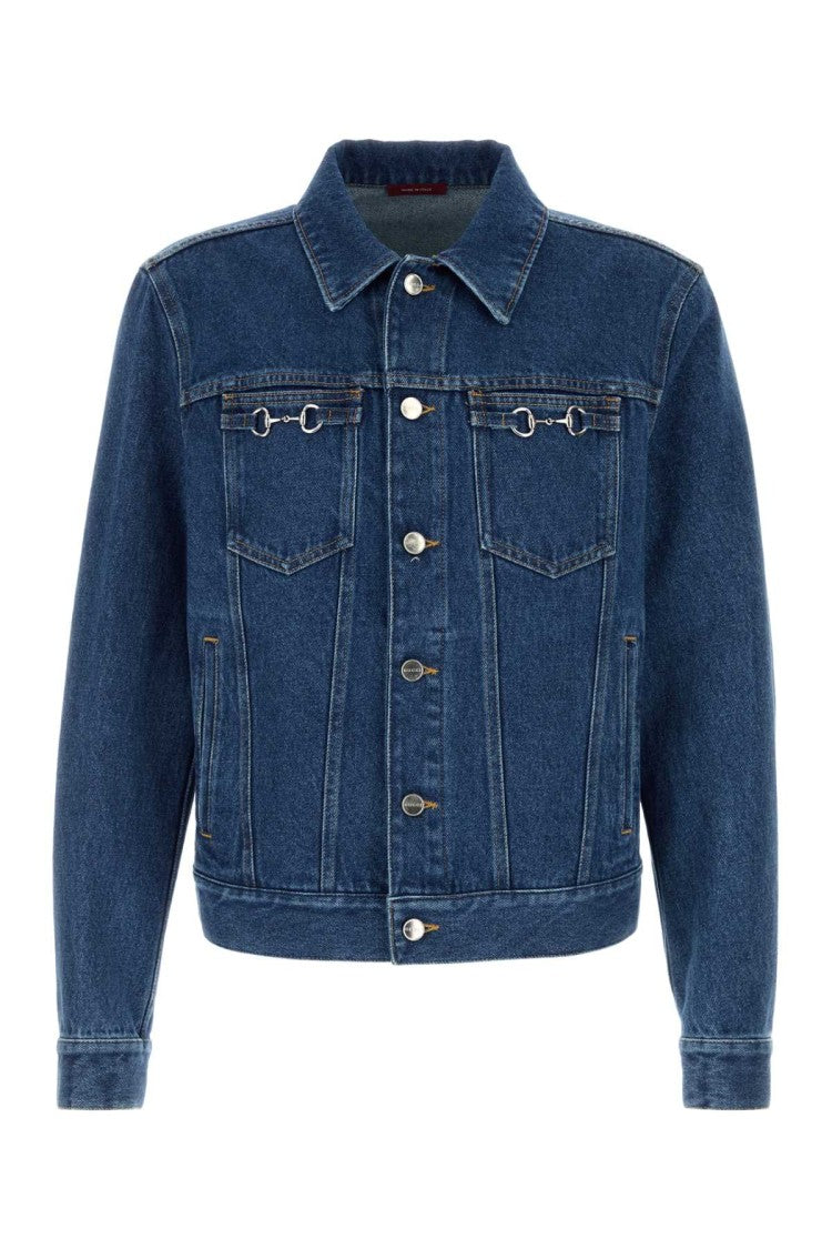 Gucci Structured Blue Denim Jacket With Classic Design