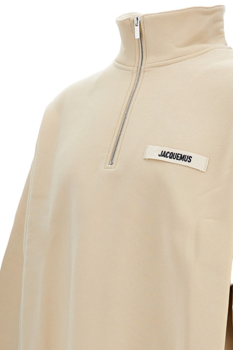 Jacquemus High Neck Gros Grain Sweatshirt With Metal Zip And Logo