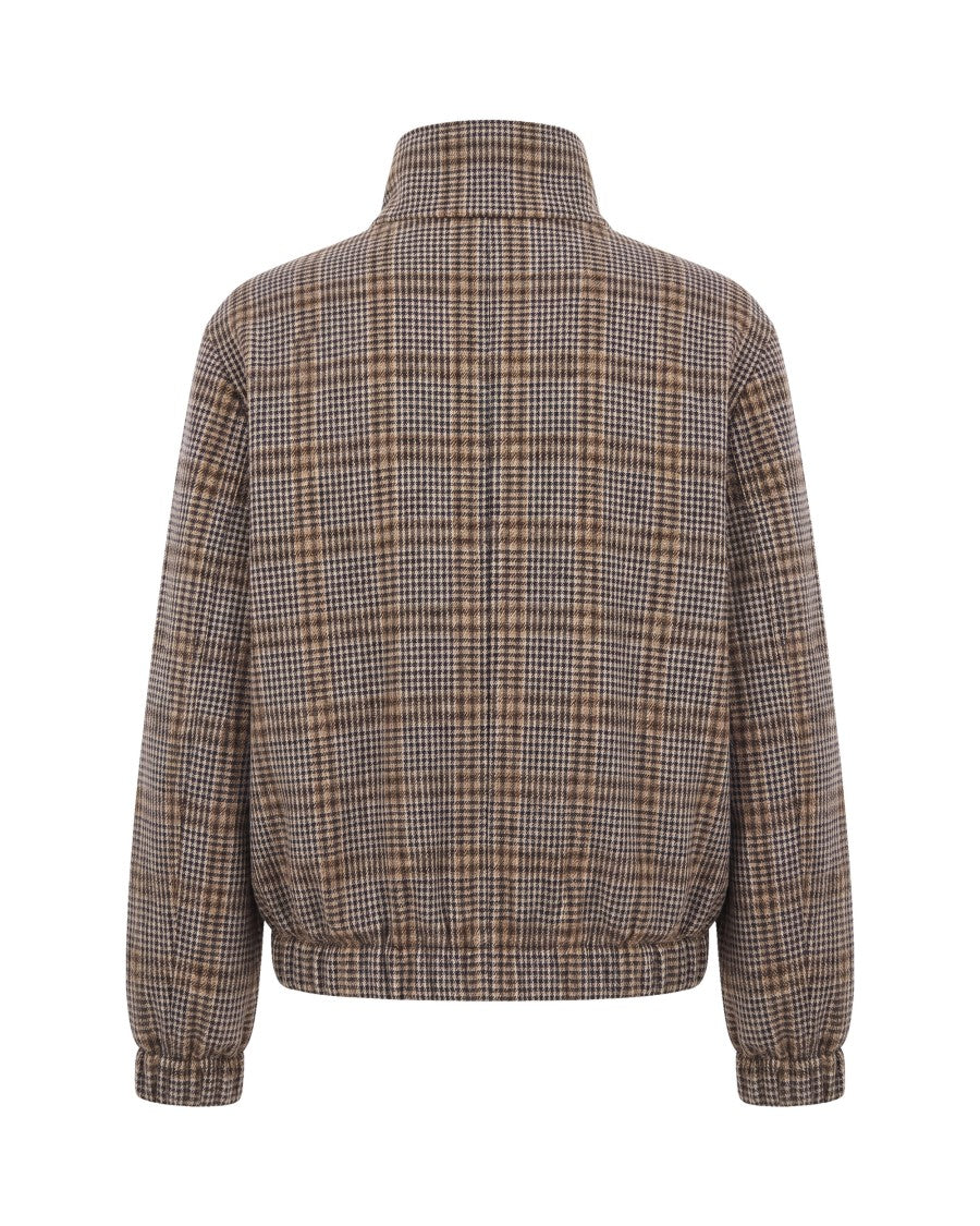 Fabiana Filippi Classic Check Pattern Bomber Jersey Jacket
