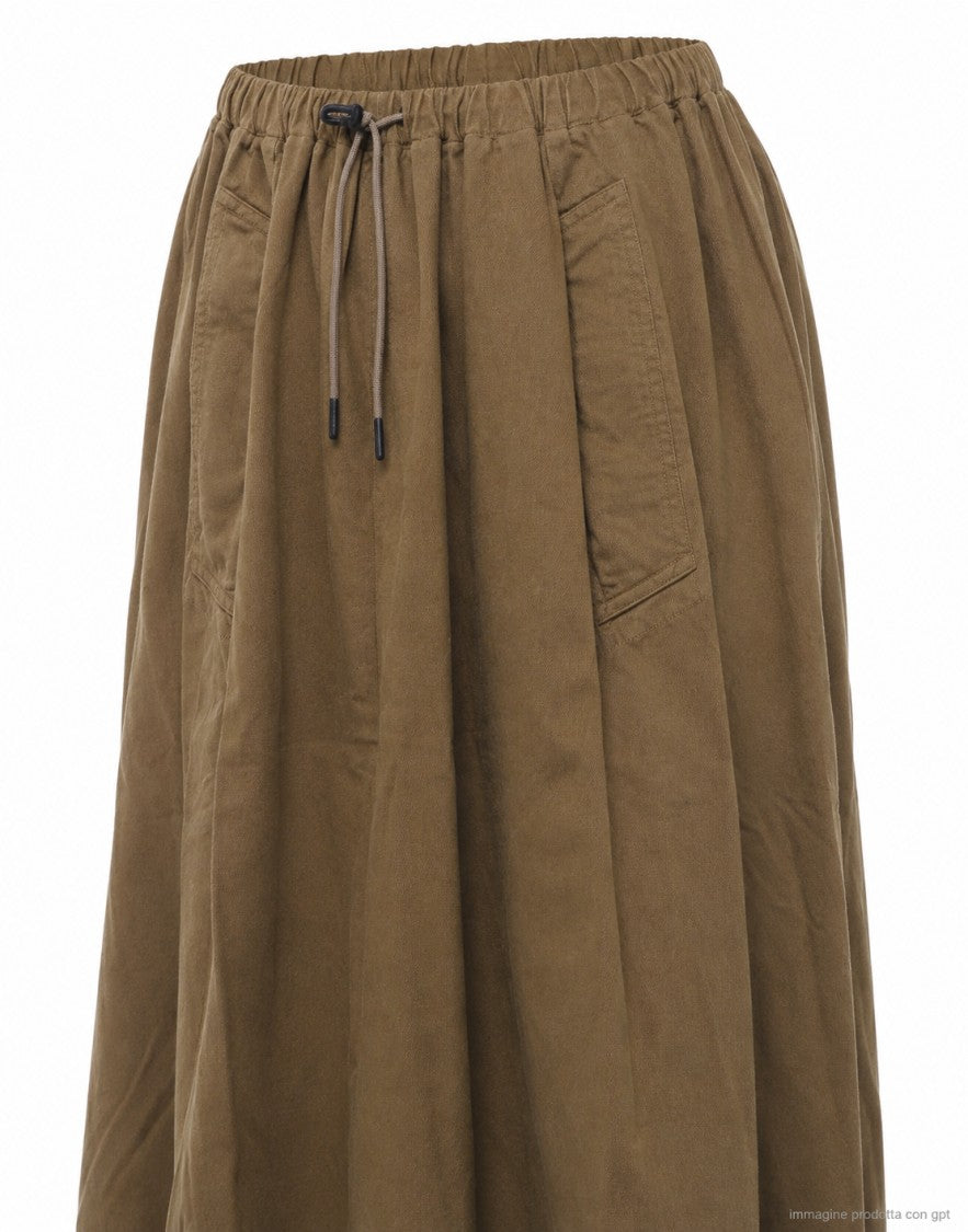 Eat Dust 673 Canteen Green Wide Pleated Midi Skirt