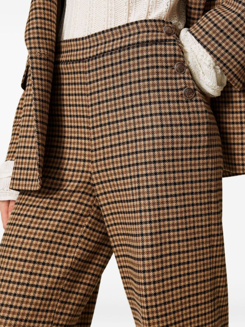 Twin-Set Houndstooth Wide-Leg Trousers With Tailored Fit
