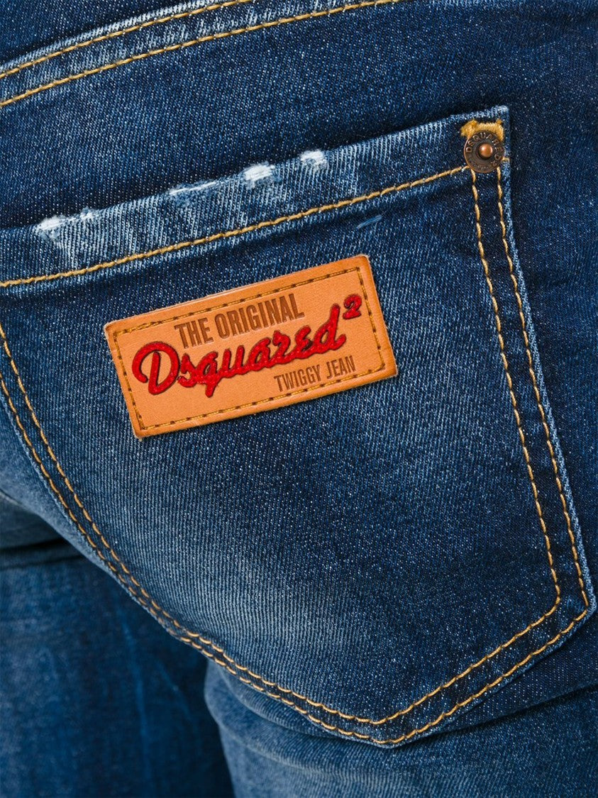 Dsquared2 Slim-Fit Medium Blue Splatter Denim Jeans