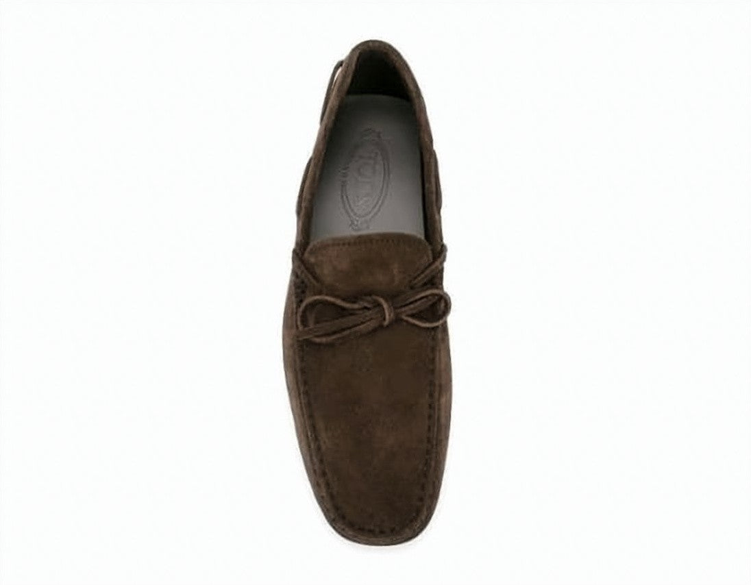 Tod's Suede Driving Shoes With Bow Detail And Pebbled Sole
