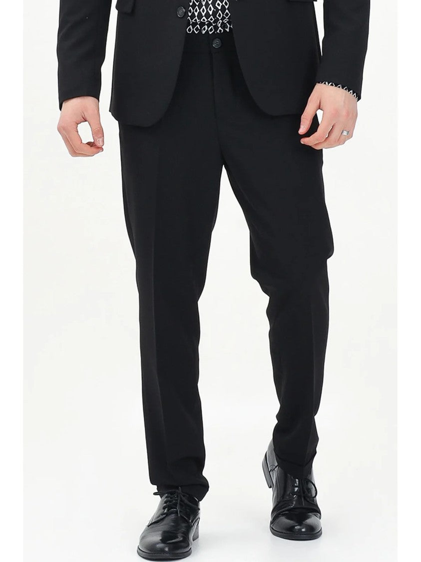 Patrizia Pepe Black Tailored Zip Closure Viscose-Blend Formal Pants