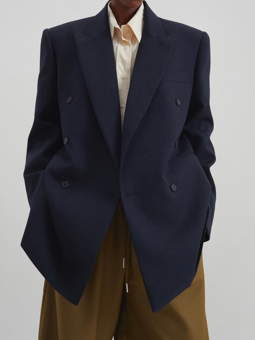 The Frankie Shop Black Peaked Lapels Wool Blazer