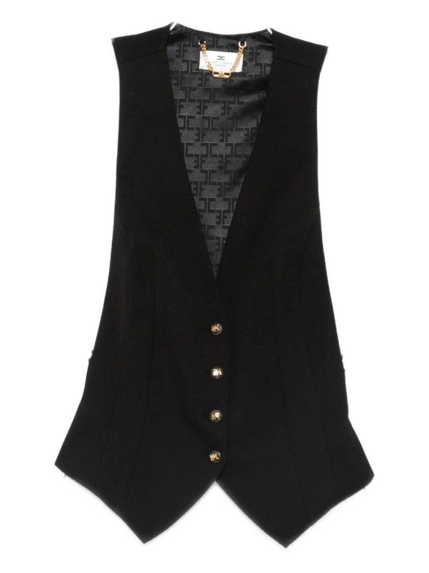 Elisabetta Franchi Tailored Black Knit Vest