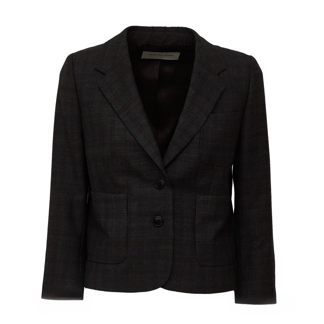 Dries Van Noten Bamis Abstract Check Wool Single-Breasted Blazer