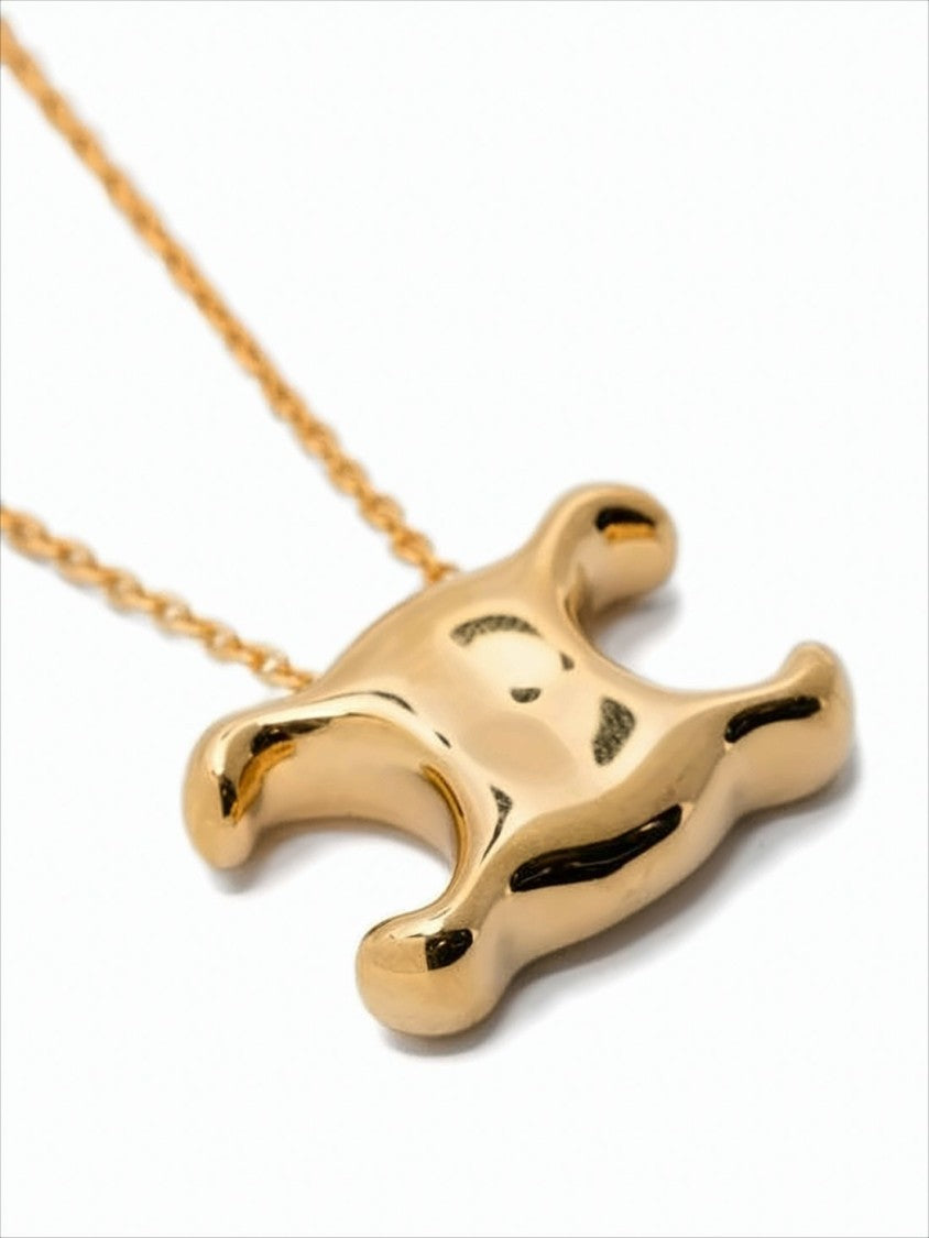 Celine Polished Yellow Brass Pendant Necklace