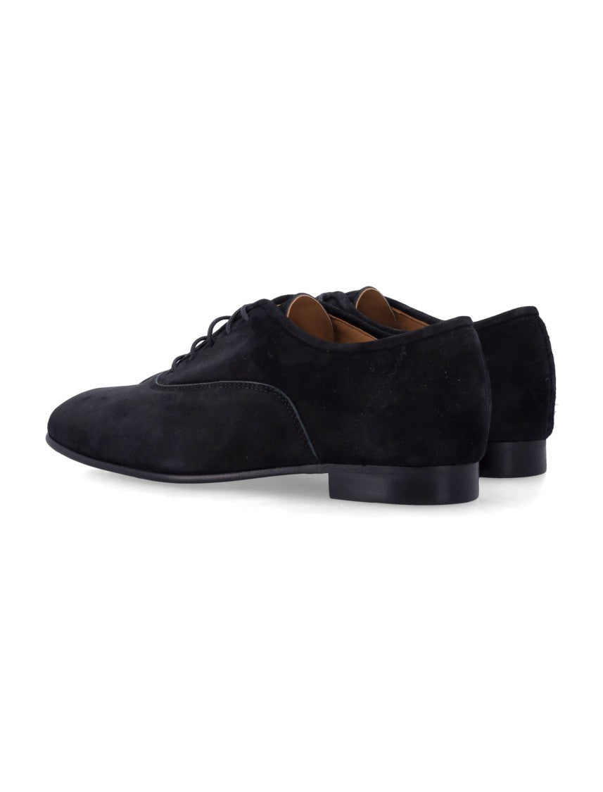 Pedro Garcia Black Gerti Suede Lace-Up Flats