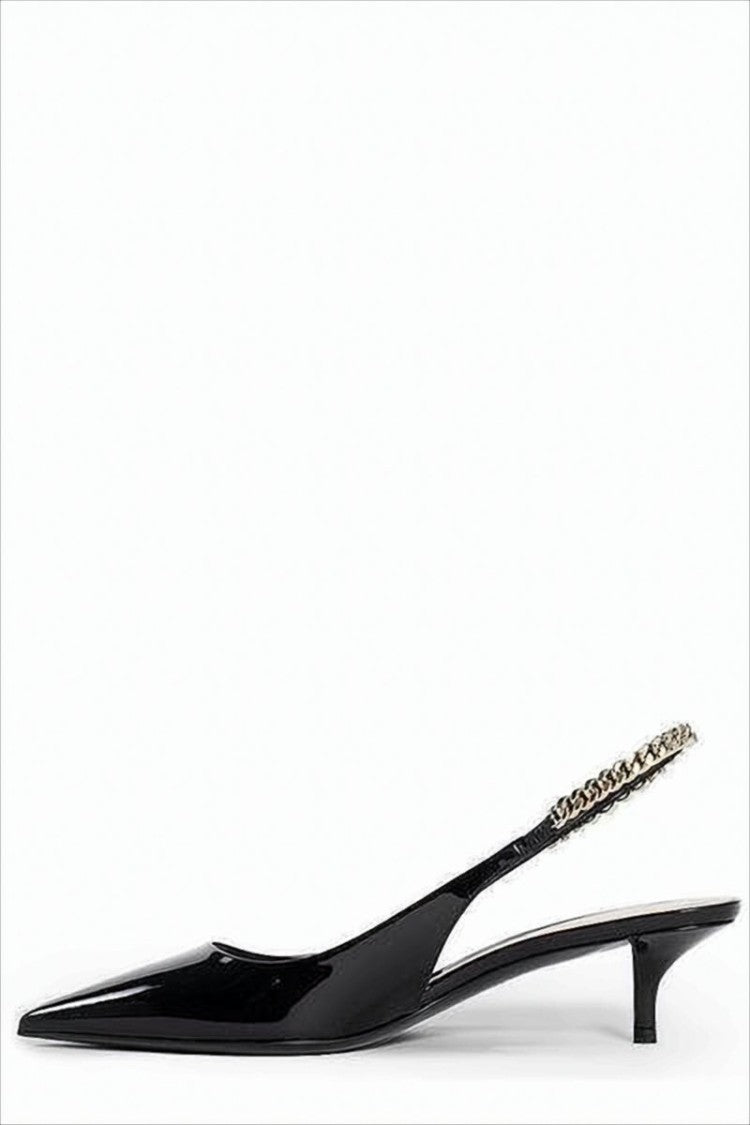Gucci Glossy Leather Pointed-Toe Slingback Pump