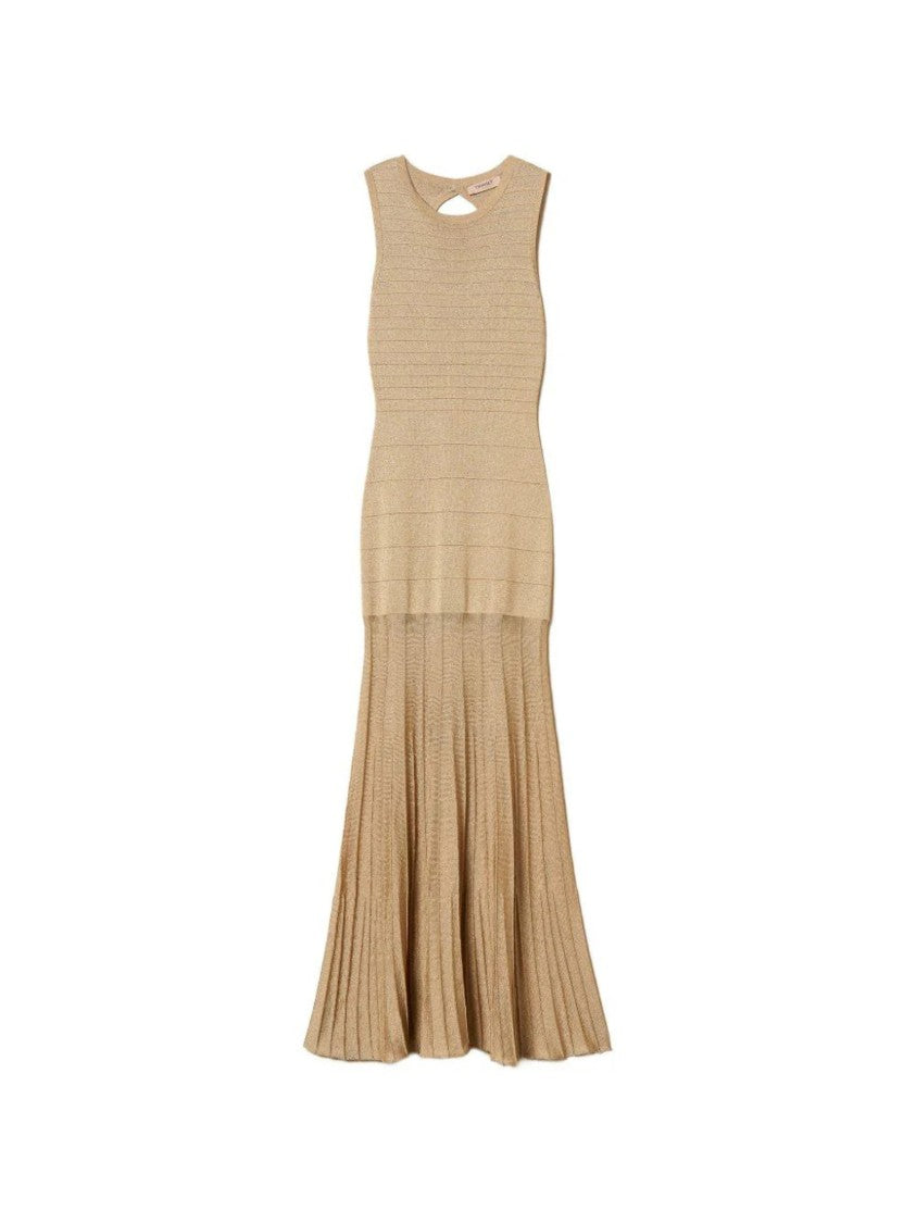 Twin-Set Flared Maxi Dress With Fitted Bodice