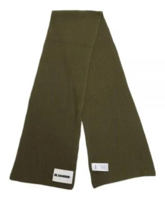 Jil Sander Ribbed Wool Scarf With Rectangular Label Detail