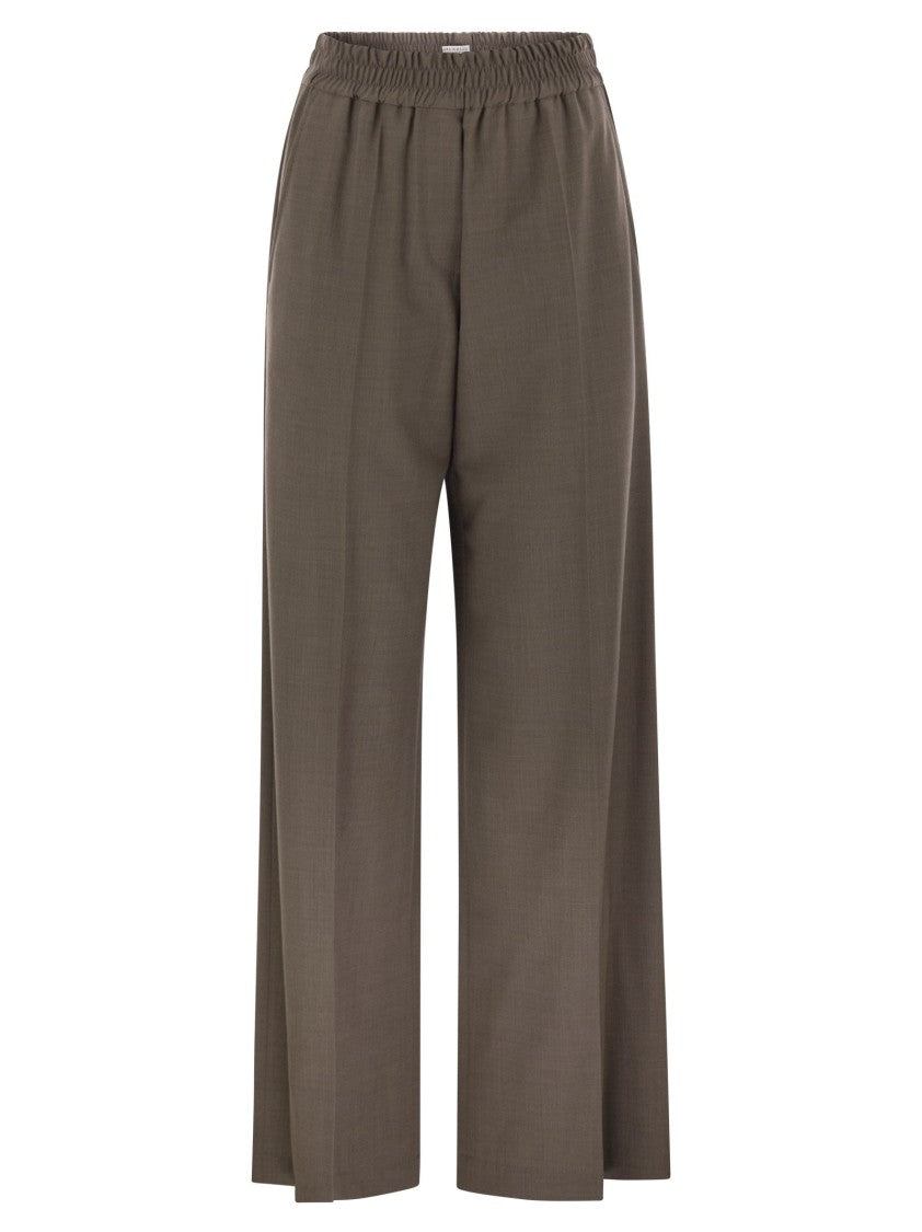 Brunello Cucinelli Tropical Luxury Wool Loose Trousers