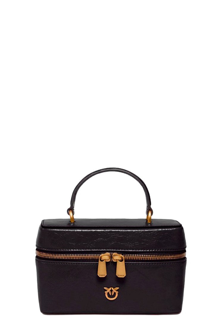 Pinko Black Leather Box Top-Handle Bag