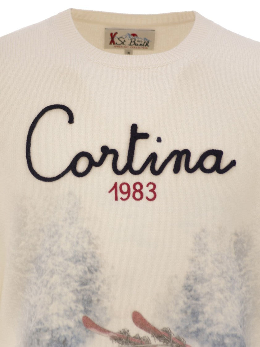 Mc2 Saint Barth Heron - Crew Neck Sweater With Embroidery On The Front