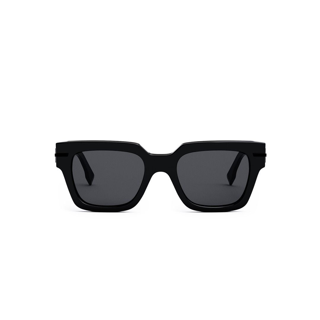 Fendi Rectangular Black Sunglasses With Thick Arms And Embossed Branding