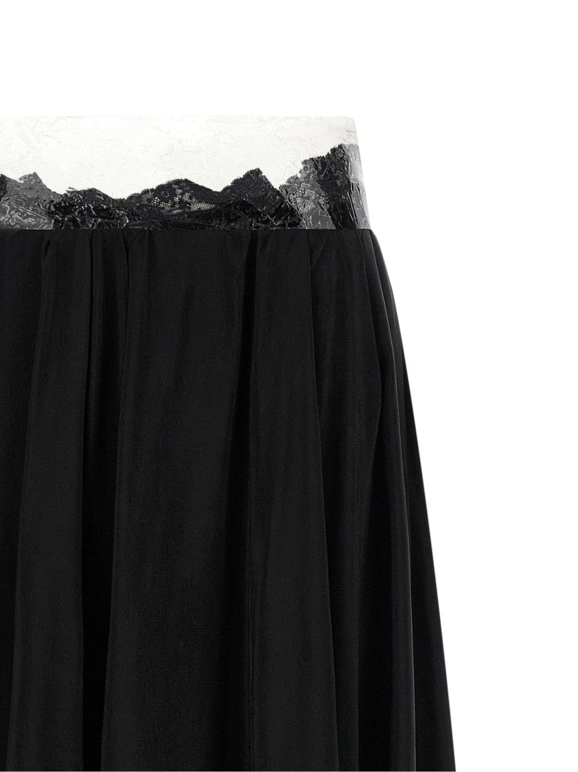 Maison Margiela Flared Maxi Skirt With Transparent Ribbon Waistband
