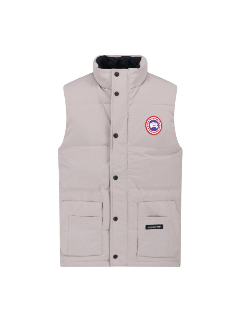 Canada Goose Padded Sleeveless Jacket With High Collar And Snap Closure